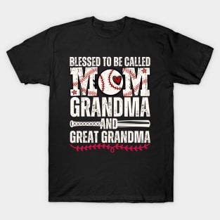 Blessed To Be Called Mom Grandma Great Grandma Baseball T-Shirt